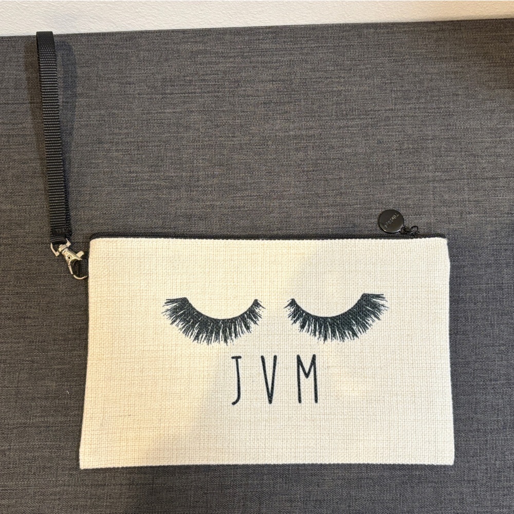 JVM Initial Eyelash Makeup Bag Pouch Clutch